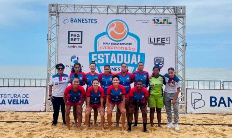 Seleção feminina de Aracruz vence na estreia do campeonato estadual de beach soccer