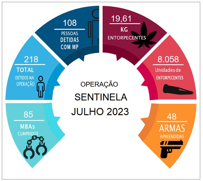 Polícia Militar divulga os resultados da Operação Sentinela de julho de 2023