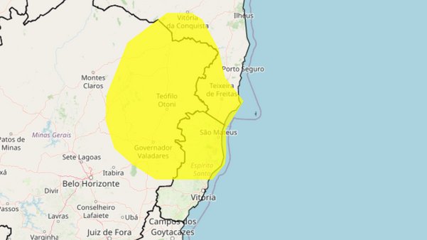 75 cidades do ES em alerta para chuvas intensas