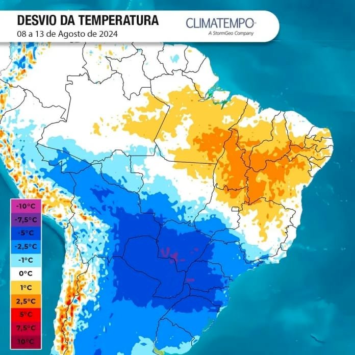 Frente fria está prevista para chegar a partir de quarta-feira (7)