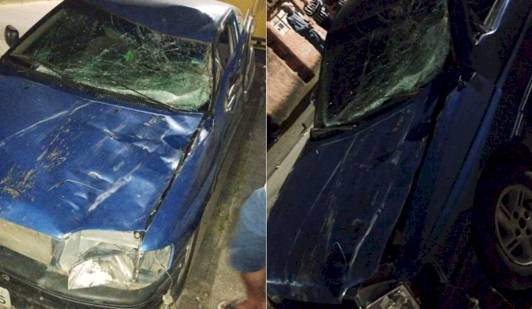 Casal de idosos fica ferido após carro atropelar vaca e cair em barranco em Aracruz